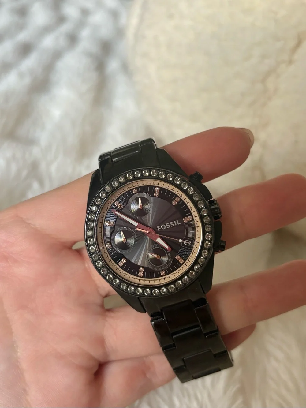 Fossil Decker Chronograph Black Stainless Steel Watch (Model: ES3596)